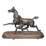 Cast bronze equstrian figural group